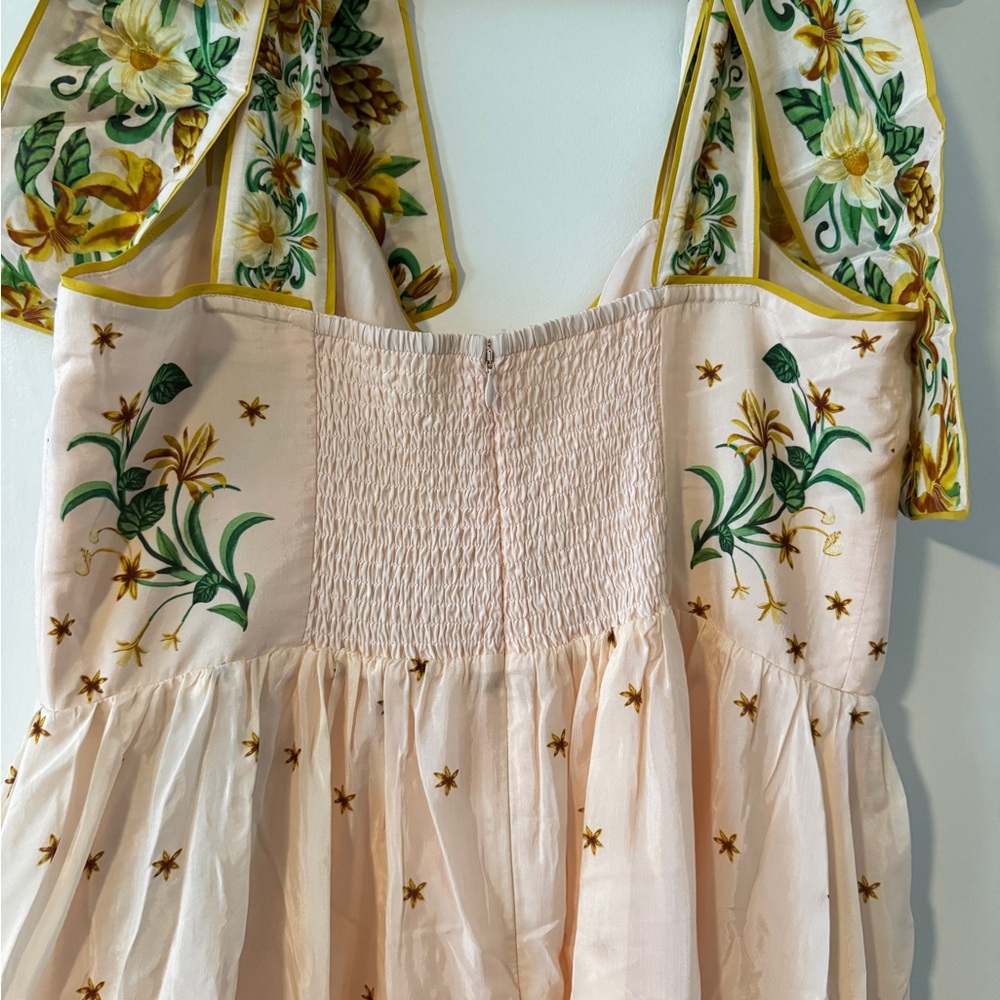 FARM Rio pink botanical beauty shoulder bow midi dress. NEW CONDITION - Picture 14 of 16